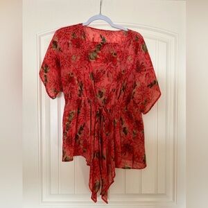 Floral Red Women's Top & pant set